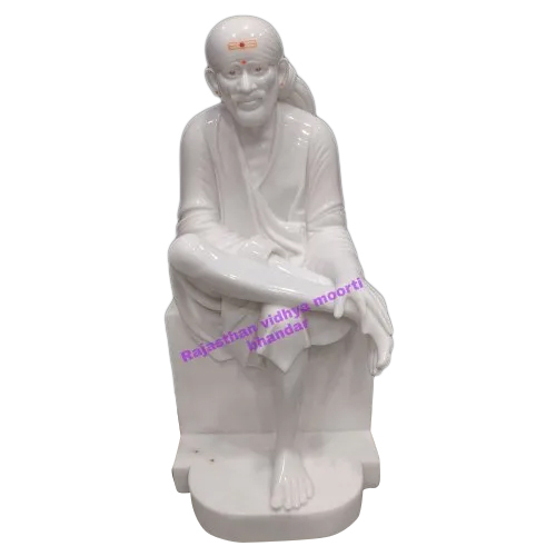 Marble Sai Baba Statue - Handmade Marble Sculpture in Different Sizes | Polished Finish, Eco-Friendly, Easy to Clean, Indian Religious Theme