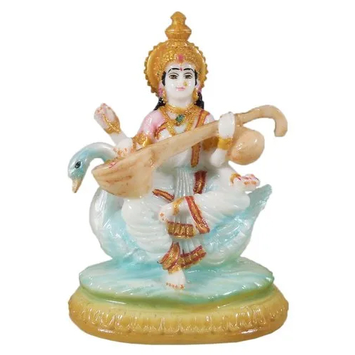 Saraswati Mata Marble Statue - 27 Inch Height, Ivory White Finish | Handcrafted, Easy to Clean, Eco-Friendly