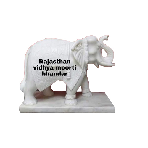 White Marble Carved Elephant Statue