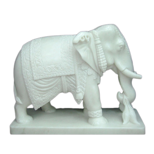 Marble Elephant Statue - White Marble, Different Sizes | Antique Imitation Style, Carved & Polished Outdoor Sculpture, Customizable Color & Logo