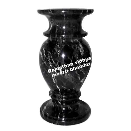 Black Stone Vase - 15 Inch, Black Marble, Scratch Proof Finish, Customizable Designs