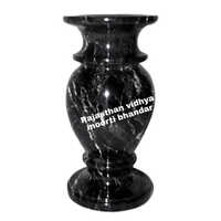 Black Stone Vase - 15 Inch, Black Marble, Scratch Proof Finish, Customizable Designs