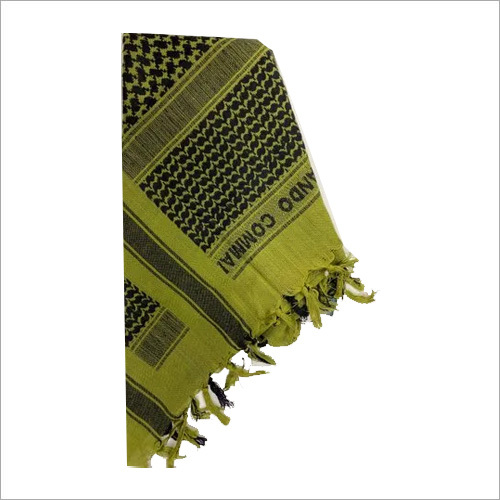 Shemagh Cotton Scarf - Long Cotton Blend, Green and Black Printed Design | Versatile Casual Wear for All Seasons, Protects Against Elements