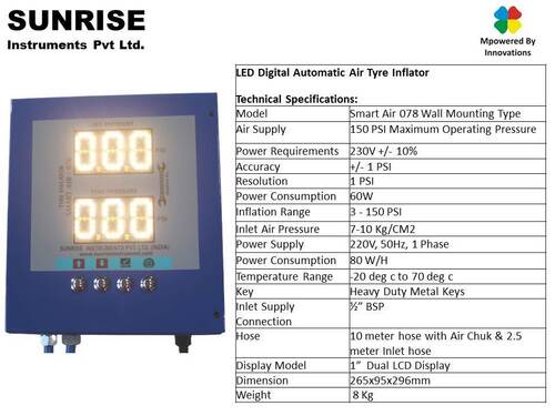LED Digital AirTyre Inflator For Petrolpump