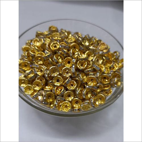 Round 6 To 8 Mm Ring Gold Stone Bead