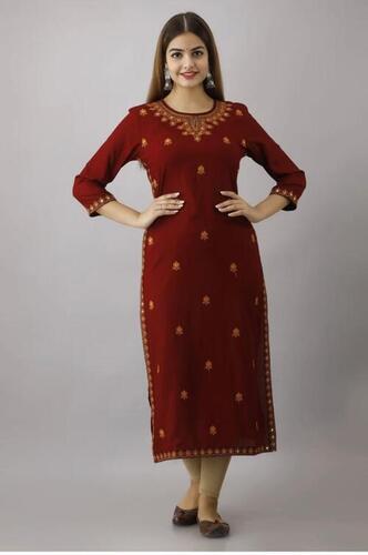 Kiya Maroon Rayon Kurti