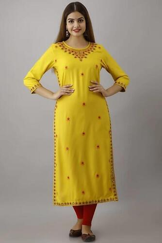 Kiya Yellow Rayon Kurti