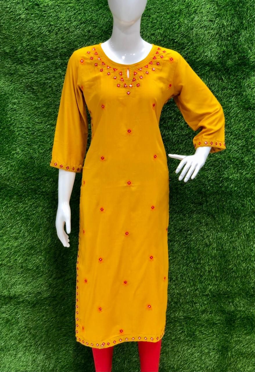 Kiya Yellow Rayon Kurti