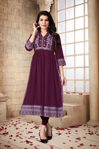 Mehak Purple Heavy Rayon Kurti