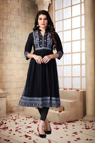 Mehak Black Heavy Rayon Kurti