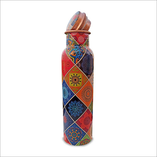 Multicolor Copper Water Bottle Floral Design