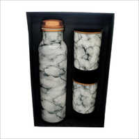 White And Black Marble Style Copper Water Bottle