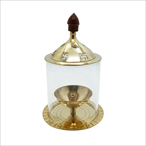 Golden Brass Lamp Diya Mirror Top