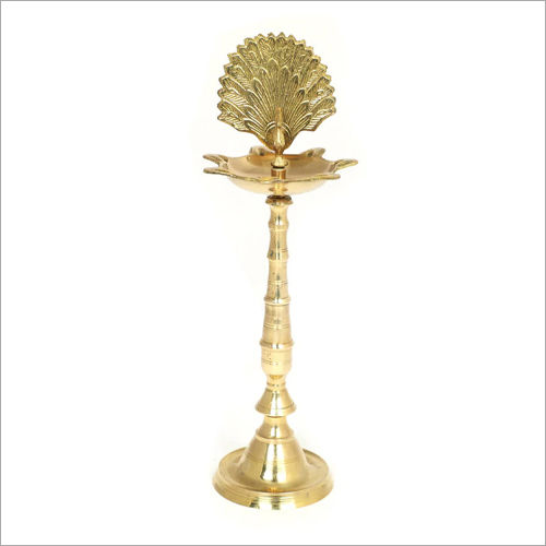 Peacock Design Brass Oil Lamp