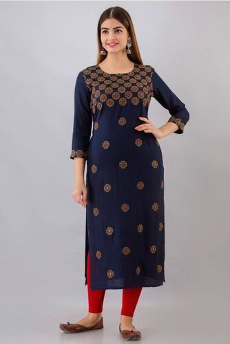 Riyana Blue Heavy Rayon Kurti