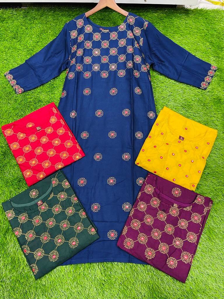 Riyana Blue Heavy Rayon Kurti
