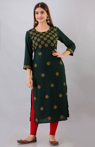 Washable Riyana Green Heavy Rayon Kurti