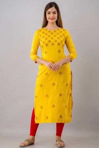 Riyana Yellow Heavy Rayon Kurti