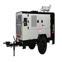 Black Diesel Engine Trolley Mounted Air Compressor