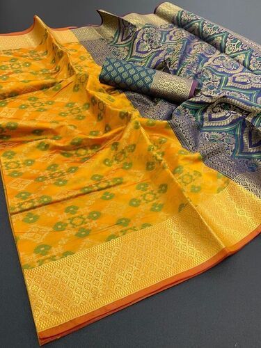 Casual Poonam Yellow Patola Silk Saree