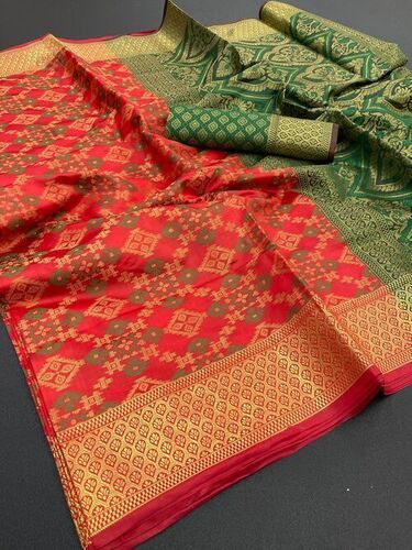 Brocade Poonam Red Patola Silk Saree