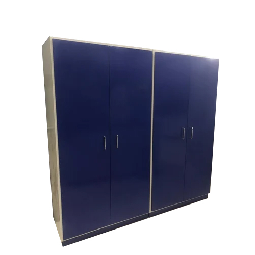 Blue-White Cupboard With Metal Doors