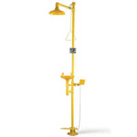 Safety Shower - Stainless Steel, Yellow Powder Coated Finish | Durable, Lightweight, Moisture Proof, Easy To Clean, Full Body And Face Protection
