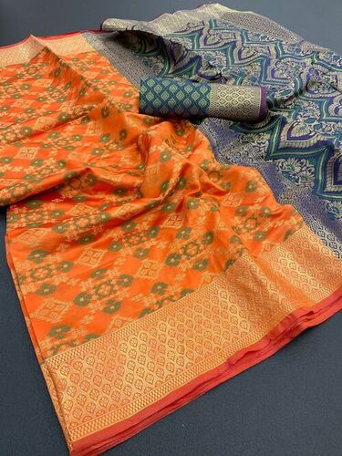 Poonam Orange Patola Silk Saree
