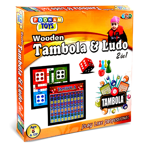 6 Pc Wooden Ludo And Tambola Designed For: Children