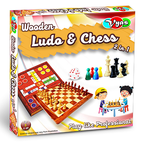 2 in 1 Wooden Ludo Chess