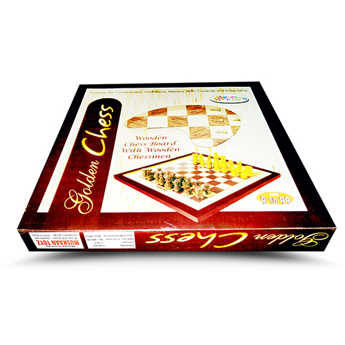 Golden Chess With Wooden Chessmen