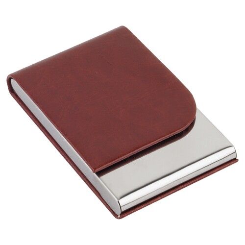 Stainless Steel Business Card Holder - Color: Brown