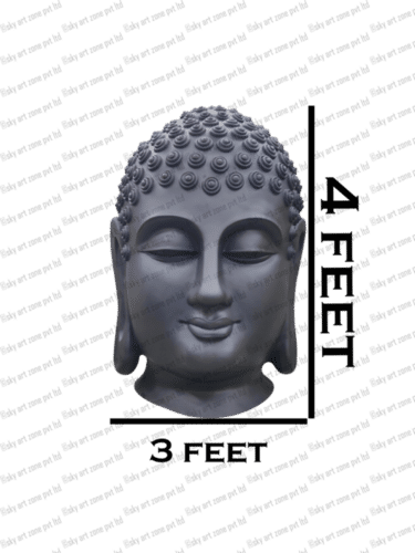 Black Fiber Head Buddha Statue Height: 4 Foot (Ft)