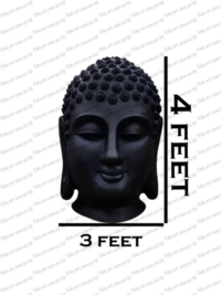 Black Fiber Head Buddha Statue - Height: 4 Foot (ft)