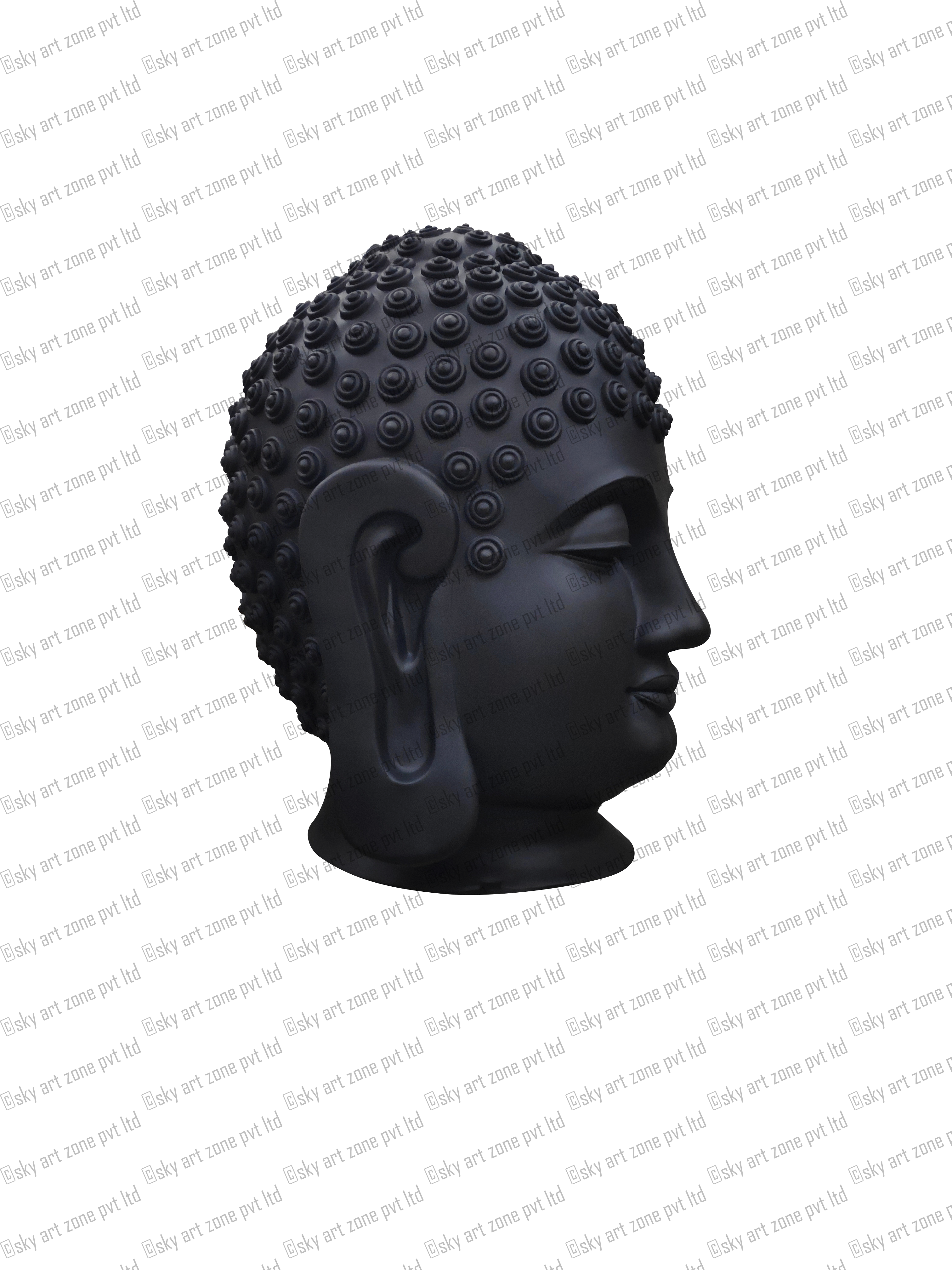 Black Fiber Head Buddha Statue