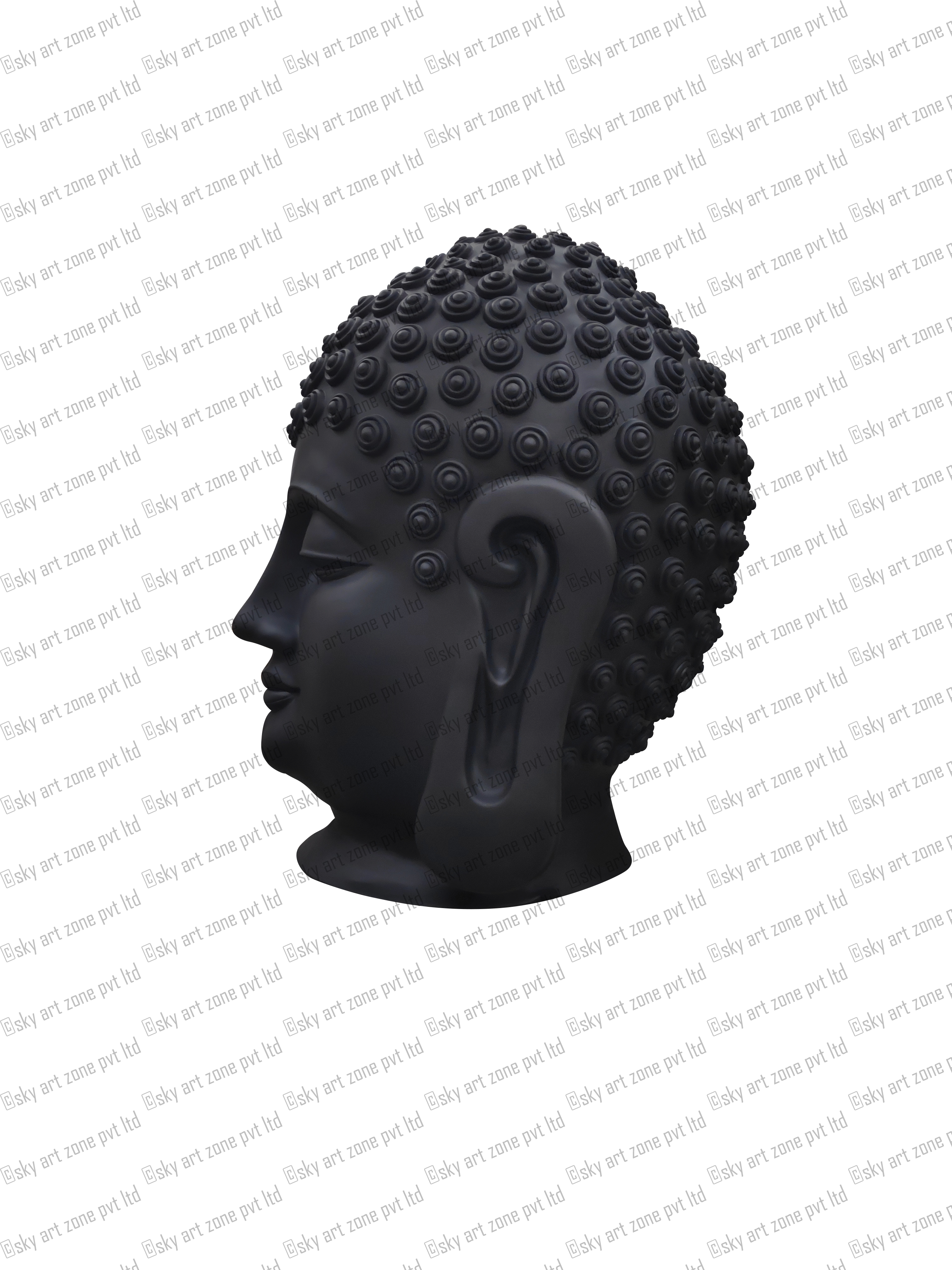 Black Fiber Head Buddha Statue