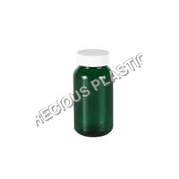 Green PET Tablet Bottle - Plastic Material , Various Sizes Available, Moisture-Resistant Design