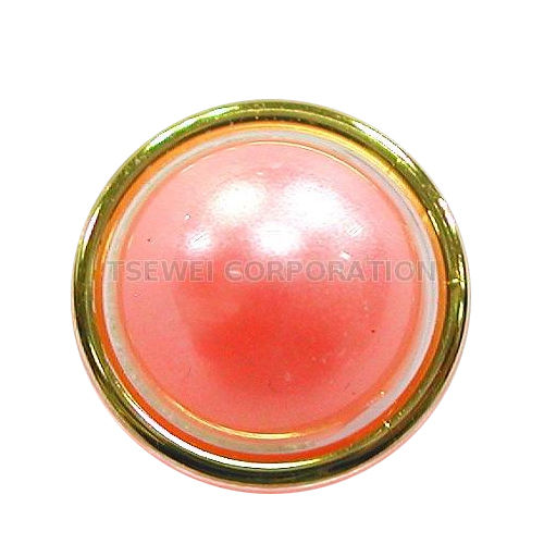 Pink-golden Bq1971 Plastic Fancy Button With Pearl Bead