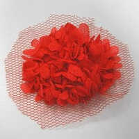 Red Chiffon Fabric Flower Motif