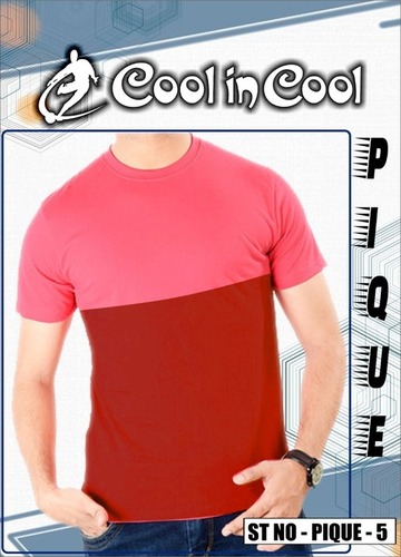 Mens Pique T-Shirt - Cotton Blend, Available in Sizes S, M, L - O-Neck Collar, Short Sleeves, Ideal for Casual and Comfortable Wear