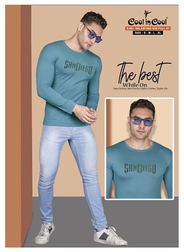 Stylish Full Sleeve T Shirts - Cotton Blend, Sizes M, L, S, XL | O-Neck Collar, Long Sleeves, Embroidered Pattern for Men