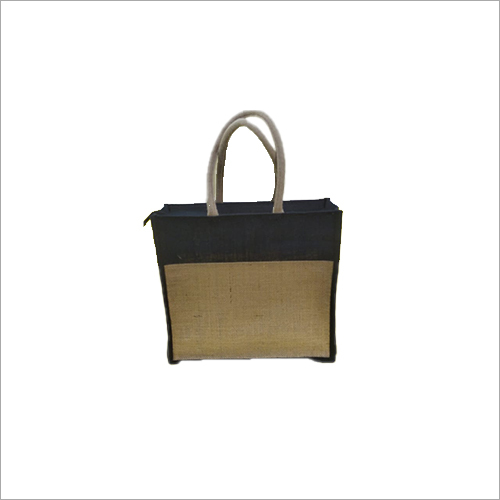 Natural Jute Carry Bag - 100% Natural Jute Material, Black And Brown Color | Water-Resistant, Anti-Slide Zipper Lock, Strong Handles