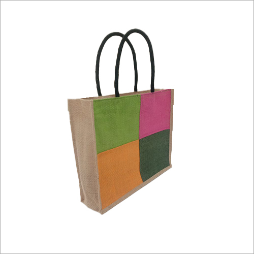 Rope Handle Jute Carry Bag - Jute Material, Multicolor Design | Printed Pattern for Eco-Friendly Style