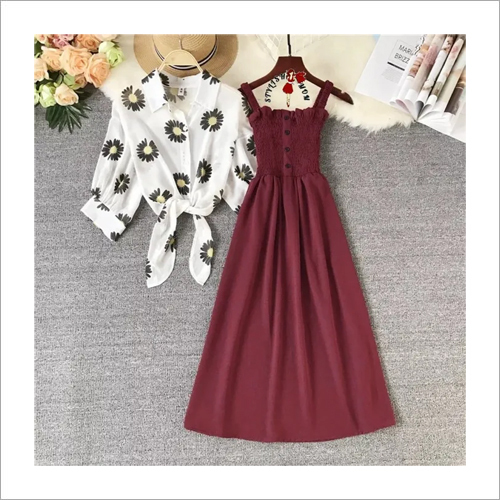 11233 Oceanista Crepe Spaghetti Dress with Shirt