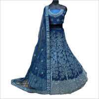 Blue Wedding Lehenga Choli Decoration Material: Cloths