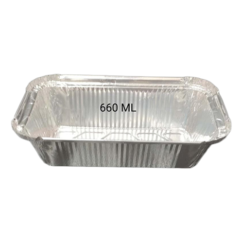 660 ML Aluminium Foil Container - Aluminium Material, 660 ML Size, Silver Color | High Quality for Food Industry Applications