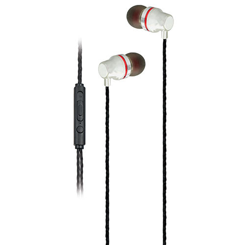 Black-White Metal Wired Earphones