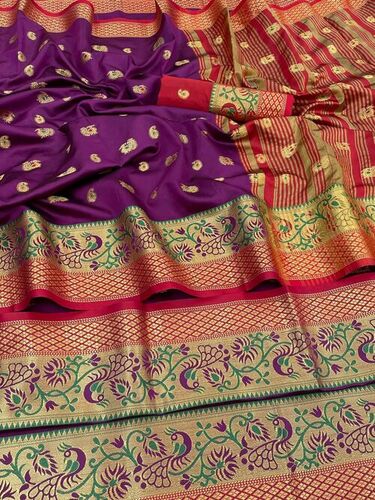 Priti Purple Lichi Silk Saree