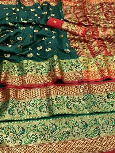 Casual Priti Green Lichi Silk Saree