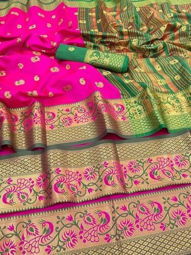 Casual Priti Pink Lichi Silk Saree